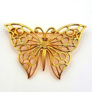 Allison Reed Vintage Gold Tone Butterfly Filigree Brooch